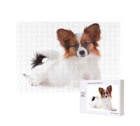 Fluffy Papillon Dog,300 Pieces Wooden Jigsaw Family Game Jigsaw Puzzles for Adults Teens Home Decor