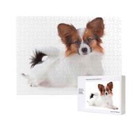 Fluffy Papillon Dog,500 Pieces Wooden Jigsaw Family Game Jigsaw Puzzles for Adults Teens Home Decor
