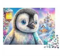 Fluffy Penguin near A Glowing Lantern 1000 Piece Jigsaw Puzzle Cute Penguin Classic Game for Kids & Adults, Recycled 52x38cm/1000pcs