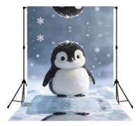 Fluffy Penguin on Ice Print Photography Backdrop - 152 Ã- 213 cm Portable Backdrop Curtains for Photo Shoot Backdrop for Home Party Use