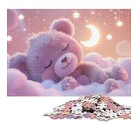 Fluffy Pink Teddy Bear Puzzles 1000 Pieces Wooden Puzzles for Adults & Teenager Stress Relief Toys 1000pcs (75x50cm)