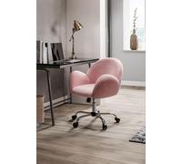 Fluffy Pink Velvet Office Chair with Wheels Living and Home Pink One Size