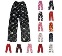 Fluffy Pj Bottoms for Women Men Unisex - Womens Pyjama Bottoms Soft Pjs Cute Cartoon Anime Pyjamas Pants Long Elasticated Waist Lounge Trousers Flannel Loungewear Sleepwear Matching Couples XS-XXL