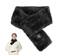Fluffy Plush Heated Scarf - Warm Winter Electric Neck Wrap With 3 Heating Levels, USB Charging, Soft Heating Pad, Thermal Neckerchief for Men Women (Black)