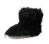 Fluffy Plush Slipper Boots Women - Slip On Winter Snow Boots Warm Faux Fur Lined Platform Booties Solid Color Ankle Boot Thermal Womens Shoes Elegant and Cute for Indoor and Outdoor1 Black