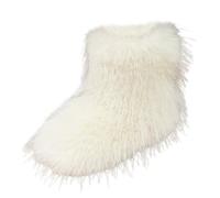 Fluffy Plush Slipper Boots Women - Slip On Winter Snow Boots Warm Faux Fur Lined Platform Booties Solid Color Ankle Boot Thermal Womens Shoes Elegant and Cute for Indoor and Outdoor1 Beige