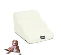 Fluffy Plush Sponge Detachable Pet Stair＆Bed, Ottoman Dog Ramp, 35° Angle Design with High Elasticity Sponge, Steady Support, Non-Slip, Removable & Washable for Senior & Small Dog(White,3 layer)