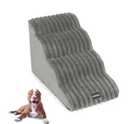 Fluffy Plush Sponge Detachable Pet Stair＆Bed, Ottoman Dog Ramp, 35° Angle Design with High Elasticity Sponge, Steady Support, Non-Slip, Removable & Washable for Senior & Small Dog(Gray,4layer)