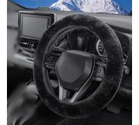 Fluffy Plush Steering Wheel Cover, 36-39cm Universal Car Steering Wheel Cover, Anti-slip, Warm Plush, Protector Stretch Auto Accessory Decoration for Women and Men(Black)