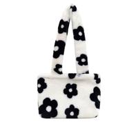Fluffy Plush Tote Bag for Women, White Simple Handbag | Stores Mobile Phones, Cosmetics and Keys, Reasonable Size for School Shopping, Stylish Unique Look