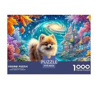 Fluffy Pomeranian in A Vibrant Cosmic Fairy Setting 1000 Piece Jigsaw Puzzle Fantasy Cute Pet - Perfect Birthday Present for Kids & Adults 38x26cm/1000pcs