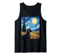 Fluffy Poodle Van Gogh Starry Night Inspired Peaceful Art Tank Top
