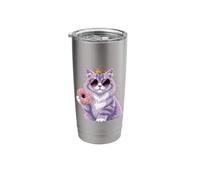 Fluffy Princess Cat Donut Sunglasses Funny Cute Kitten Kitty Stainless Steel Insulated Tumbler