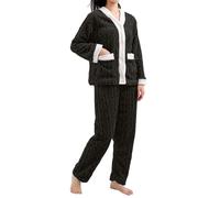 Fluffy Pyjamas Women Warm Fleece Pyjamas Sets Soft Cosy Lounge Wear Sets Fuzzy Nightwear Ladies 2 Piece Pjs Set Long Sleeve Button Up Tops And Pants Loungewear Sleepwear Fluffy Pajamas With Pockets