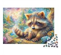 Fluffy Raccoon by A Forest Path 1000-Piece Jigsaw Puzzle Cute Raccoon Classic & Challenging, Gift for All Ages 52x38cm/1000pcs