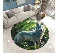 Fluffy Round Rug, Flannel Soft and Non-slip, Area Rugs for Decorating Bedroom Living Room, Changing Room Floor Mat, Jungle Lion, Children's Play Mat, 90 cm, Color 5
