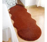 Fluffy Rug, Faux Rabbit Fur Fluffy Rug Anti-Slip Carpet, Soft Shaggy Rug, Faux Fur Bed Rug, Sofa Mat for Bedroom, Living Room,Coffee,60x90 cm