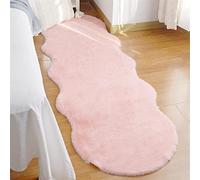 Fluffy Rug, Faux Rabbit Fur Fluffy Rug Anti-Slip Carpet, Soft Shaggy Rug, Faux Fur Bed Rug, Sofa Mat for Bedroom, Living Room,Pink,60x90 cm