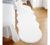 Fluffy Rug, Faux Rabbit Fur Fluffy Rug Anti-Slip Carpet, Soft Shaggy Rug, Faux Fur Bed Rug, Sofa Mat for Bedroom, Living Room,White,60x90 cm