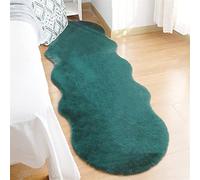 Fluffy Rug, Faux Rabbit Fur Fluffy Rug Anti-Slip Carpet, Soft Shaggy Rug, Faux Fur Bed Rug, Sofa Mat for Bedroom, Living Room,Green,60x90 cm