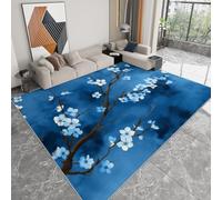 Fluffy Rugs Blue Plum Blossom Chinese Style Watercolor, Rugs for Living Room - 80 x 150cm Floor Carpet Printed Nonslip Machine Washable Rug Indoor Gemoetric Carpets for Teenager Bedroom Decorate