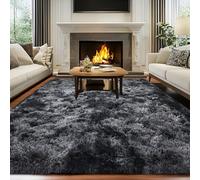 Fluffy Shag Area Rug for Bedroom Living Room, 5x7 Soft Cozy Indoor Shaggy Carpet for Boys Kids Room Nursery Dorm Classroom, Non-Slip High Pile Modern Solid Color Thick Rug, Tie-dye Dark Grey