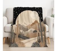 Fluffy Silk Touch Black Beige Simple Microfiber Fleece Throw Blanket Illustration Landscape Night Sky Wrinkle-Resistant Home Decor For Bed, Sofa & Couches 32in × 59in (80cm × 150cm)