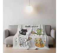 Fluffy Silk Touch Cartoon Throw Blanket Cute Cat Halloween Printed Fit All Season For Bed, Sofa & Couches 32in × 59in (80cm × 150cm),Multicolor