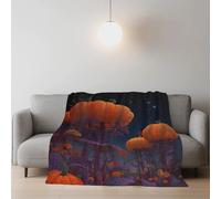Fluffy Silk Touch Fantasy Throw Blanket Bright Night Sky Flowers Printed Fit All Season For Bed, Sofa & Couches 52in × 59in (130cm × 150cm),Purple Orange