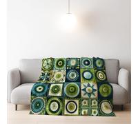 Fluffy Silk Touch Green Blue Fleece Blanket Illustration Bright Flower Pattern Wrinkle-Resistant Home Decor For Bed, Sofa & Couches 59in × 71in (150cm × 180cm)