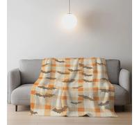 Fluffy Silk Touch Simple Fleece Blanket Soft Bat Plaid Pattern Wrinkle-Resistant Home Decor For Bed, Sofa & Couches 32in × 59in (80cm × 150cm),Beige Orange