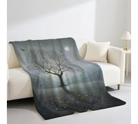 Fluffy Silk Touch White Throw Blanket Ocean Life Waves Printed Fit All Season For Bed, Sofa & Couches 27in × 40in (70cm × 100cm)