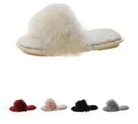 Fluffy Sliders Womens Outdoor Womens Open Toe Slippers Fuzzy Flat Bottom Sliders Fashionable Hairy Slippers Ladies House Shoes Comfy Indoor Slides Korean Faux Fur Slides For Outings