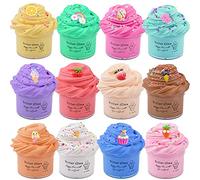 Fluffy Slime Kit -12 Pack Butter Slime Kits,Include Rainbow Unicorn and Fruit Slime,Super Soft and Non-Sticky,Stress Relief Slime Putty Toy for Girls Boys