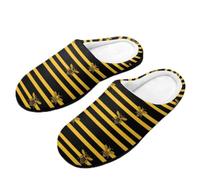 Fluffy Slipper Hive Bee Black And Yellow Strip Slipper M