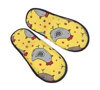 Fluffy Slipper Little Yellow Chicken With Flowers Pattern Fluffy Women's Slippers Soft Breathable Spa Slippers Guest Bedroom M