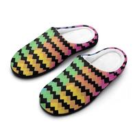 Fluffy Slipper Rainbow Colors Of Houndstooth Slipper | House Shoes Fluffy Fuzzy Slippers Portable For Travel Indoor Casual