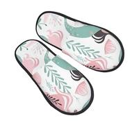 Fluffy Slipper Sea Coral Mermaid Ocean Animal Cosy Ladies Slippers Portable Non-Slip Winter Slippers Guest Hotels L