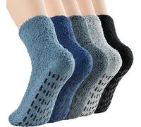 Fluffy Slipper Socks for Women - 5 Pairs Warm Bed Socks With Grippers, Ladies Tights in Five Colors, One Size