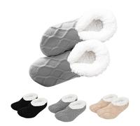 Fluffy Slipper Socks for Women Large Size Non-Slip Home Socks with Soft Fluff Lining Knitted Warm Winter Bed Socks Cozy Gifts (Grey, L, Adult, Women, Large, Alpha, UK Footwear Size System, Medium)