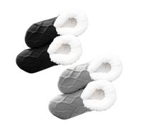 Fluffy Slipper Socks for Women Non-Slip Home Socks with Soft Fluff Lining Knitted Warm Winter Bed Socks Cozy Gifts (Black+Grey, L, Adult, Women, Large, Alpha, UK Footwear Size System, Medium)