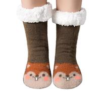 Fluffy Slipper Socks Women, Thermal Bed Warm Winter Cosy Socks for Women, Ladies Non Slip Fuzzy Fleece Lined Socks with Grippers, Christmas Gifts Stocking Stuffer