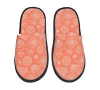 Fluffy Slipper The Marine Theme With Beautiful Corals Print Non-Slip Spa Slippers Lightweight Comfortable Womens Slippers Hotels Guest M