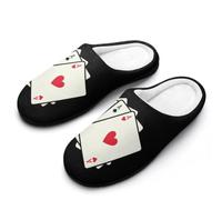 Fluffy Slippers Card Cards Four Aces Fuzzy Slippers For Mens | House Shoes Warm Washable Slippers For Outdoor Indoor Pools