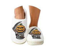 Fluffy Slippers For Women Bunny Rabbit Or Pussy Cat | Women Plush Indoor Slippers Soft Warm House Slip,Black Cat Pumpkin Print Shoe,Closed Toes Cotton Sliders,Autumn Festival Shoe