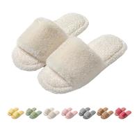 Fluffy Slippers for Women, Sexy Plain Plush, Comfortable Fluffy Cotton Shoes, Memory Foam Plush Slippers, Non-Slip Open Toe Slippers, Soft Plush, Lightweight, Breathable, beige, 38 EU