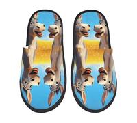 Fluffy Slippers Funny Countryside Donkey Reusable Slipper Unisex Anti-Slide Slipper For Winter Spa Travel L