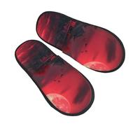 Fluffy Slippers Riverside Full Moon Pattern Fuzzy Slippers Washable Flat House Slipper For Bathroom Bedroom Hotel L