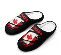 Fluffy Slippers Scratched Canada Flag Fuzzy Slippers For Outdoor | Slides Non Slip Casual Slippers For Indoor Winter Women