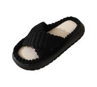 Fluffy Slippers Women, House Slippers Extra Wide for Swollen Feet Ladies Warm Comfortable Slip On Home Home Shoes Indoor Outdoor Fashion Ladies Women's Slipper Women Size 8 (Black,8)